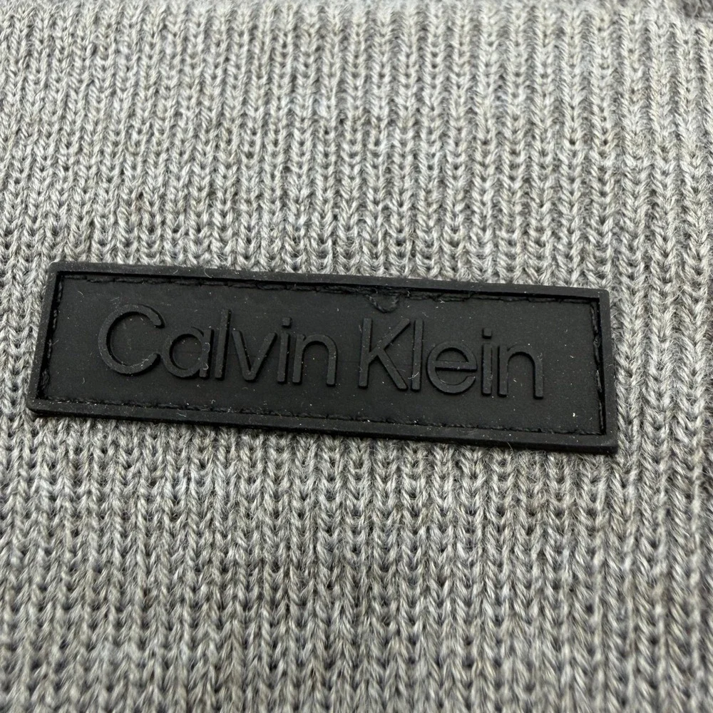 Calvin Klein Mens Hat and Scarf Set Gray Knit Beanie Scarf Boxed NEW SEALED